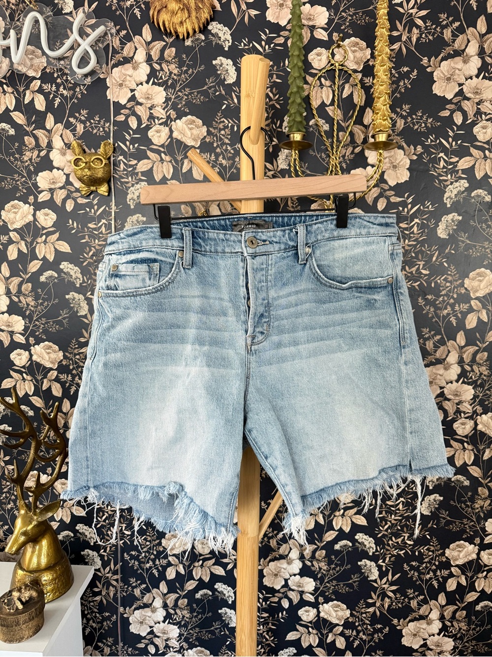 torrid Light Blue Distressed Denim Cutoff Shorts